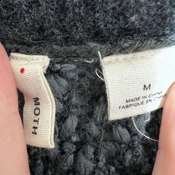Anthropologie Moth Wool Blend Women's Black Wool Blend Long Sleeve Sweater Size - Picture 6 of 7